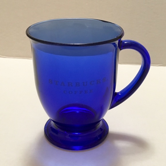 Starbucks Cobalt Blue Glass Pedestal Coffee Mug